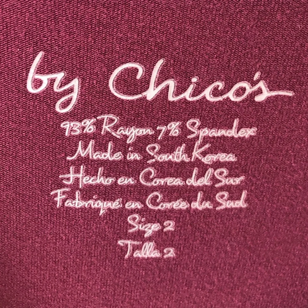 Chico’s round neck long-sleeve knit tee in eggplant, wear alone or under… - Picture 6 of 7